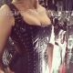 Mistress Troy in black leather Alexandra corset from Dark Garden Corsetry